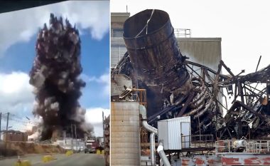 Kalimtari i rastit filmon momentin kur fabrika e letrës në SHBA shpërthen, i tërë objekt gjigant hidhet në erë – nuk raportohet për të lënduar