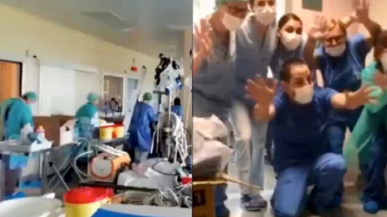 Spitali Niguarda në Milano mbyll repartin e kujdesit intensiv, gëzimi i mjekëve e infermierëve në video