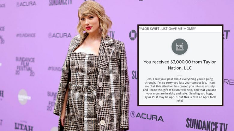 Taylor Swift vazhdon t’u dhurojë para fansave të mbetur pa punë si pasojë e coronavirusit