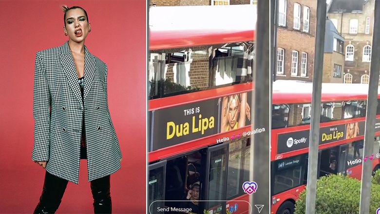 Dua Lipa promovohet edhe në autobusët e famshëm të Londrës