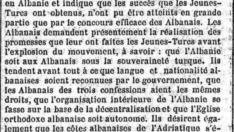 Publicisti Dervish Hima, më 1908: Shqiptarët kërkojnë përmbushjen e premtimeve të xhonturqve