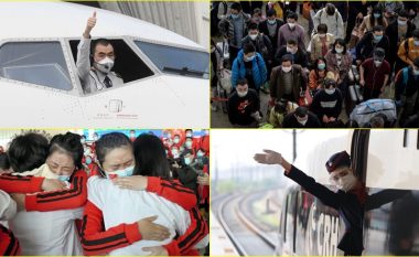 12 fotografitë që tregojnë se si makinat, aeroplanët dhe trenat “po nxitonin” për tu larguar nga Wuhan, pasi Kina hoqi bllokimin e coronavirusit