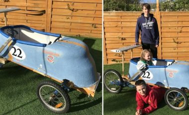 Babai me fëmijët e tij nga Skocia, ndërtuan një “makinë” nga një vaskë e vjetër, gjatë bllokimit nga pandemia