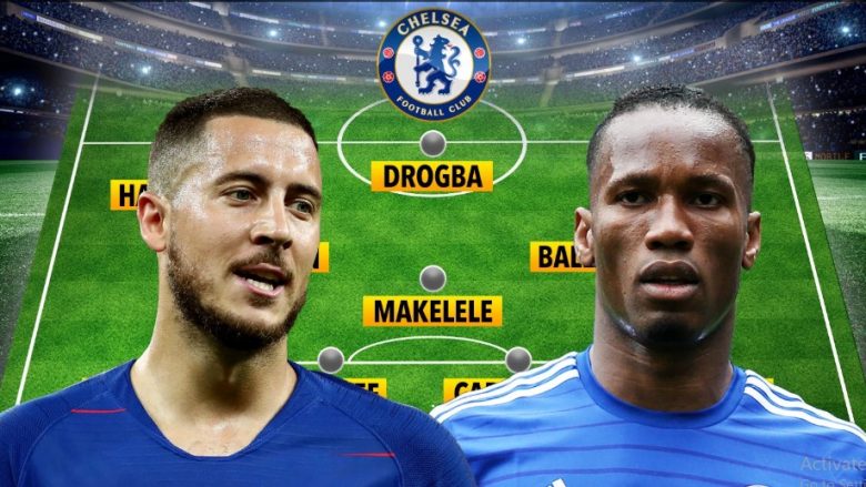 Formacioni më i mirë në histori të Chelseat me futollistë jo anglezë – Makelele, Hazard dhe Drogba, por mungon Kante