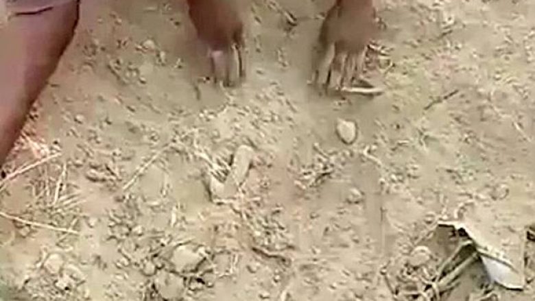 Shpëtohet fëmija i porsalindur që ishte futur nën dhe në Indi, u pa derisa e kishte vetëm një këmbë përjashta