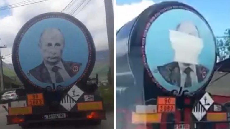 Shoqërohen në polici vozitësit serbë që kishin vendosur fotografitë e Putinit e Karaxhiqit në maune