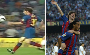 Sot 15 vite më parë Messi shënoi golin e parë me Barcelonën, duartrokitjet e tifozëve dhe festa legjendare me Ronaldinhon