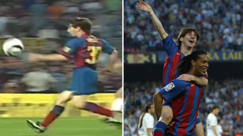 Sot 15 vite më parë Messi shënoi golin e parë me Barcelonën, duartrokitjet e tifozëve dhe festa legjendare me Ronaldinhon