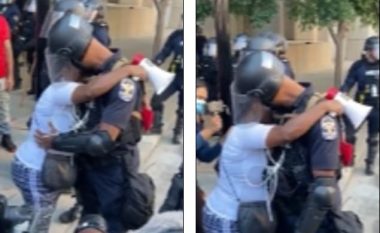Momente emocionuese, policët amerikanë solidarizohen me protestuesit – i përqafojnë dhe gjunjëzohen para tyre
