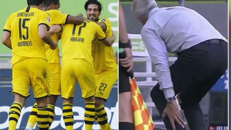 Derisa po festonte golin e vonshëm të Haalandit, trajneri i Dortmundit pësoi lëndim