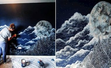 Në pritje të djalit, gruaja nga Anglia pikturon në dhomë qiellin me hënë dhe borë