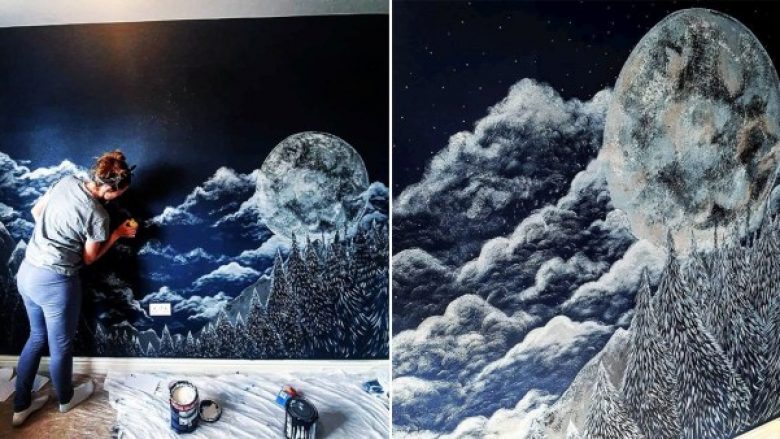 Në pritje të djalit, gruaja nga Anglia pikturon në dhomë qiellin me hënë dhe borë