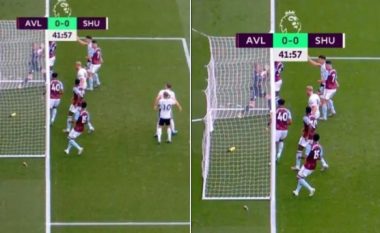Liga Premier rifillon me një gabim trashanik në ndeshjen Aston Villa-Shefield Utd – topi hyn në portë, por goli nuk pranohet