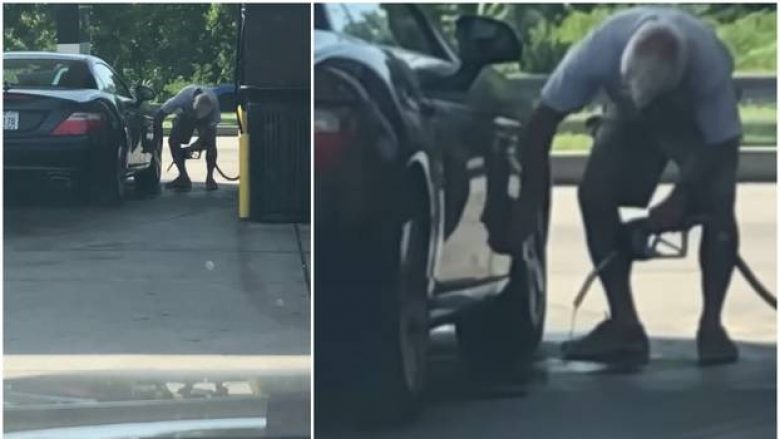 Burri ndalet në stacionin e karburantit dhe e “pastron” makinën me benzinë