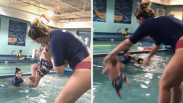 Historia pas videos virale në TikTok ku instruktorja e hedh foshnjën në pishinë