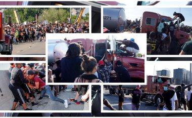 I vërsulet turmës me kamion, protestuesit amerikanë e nxjerrin jashtë dhe rrahin brutalisht shoferin – më pas arrestohet nga policia