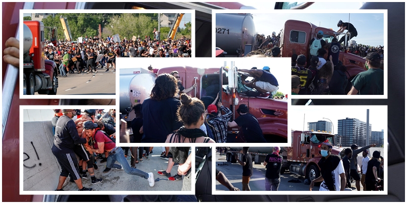 I vërsulet turmës me kamion, protestuesit amerikanë e nxjerrin jashtë dhe rrahin brutalisht shoferin – më pas arrestohet nga policia