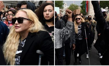 Madonna befasoi fansat ndërsa iu bashkua protestës ‘Black Lives Matter’ në Londër me paterica