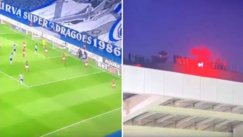 Tifozët e Portos bëjnë një çmenduri, ngjiten në çatinë e stadiumit për të parë ndeshjen