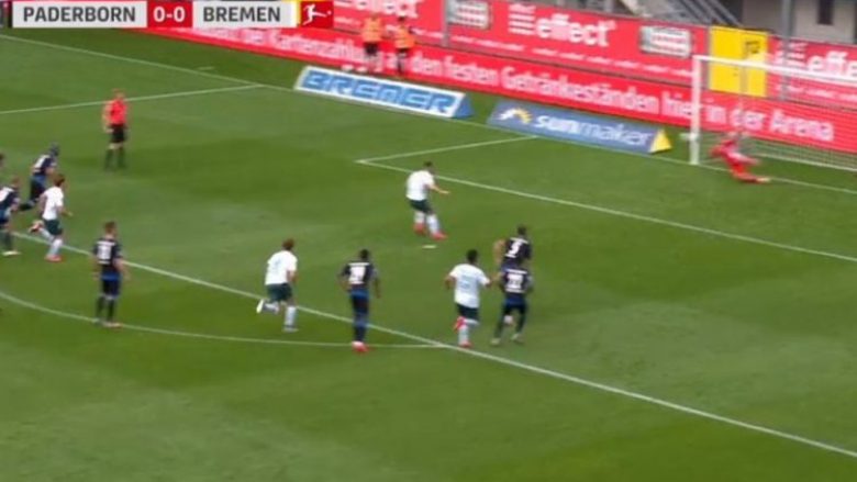Momenti kur Milot Rashica ishte i pafat, pasi portieri i Paderbornit i priti penalltinë