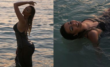 Ronela Hajati thekson linjat trupore gjatë xhirimeve të klipit në bregdet