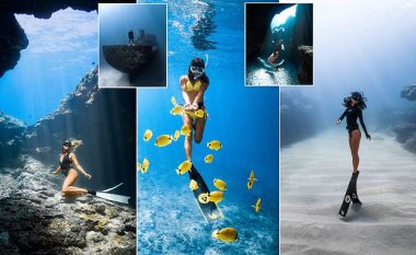 Modelet shndërrohen në “zhytëse profesioniste” për një set fotografish artistike nën ujë