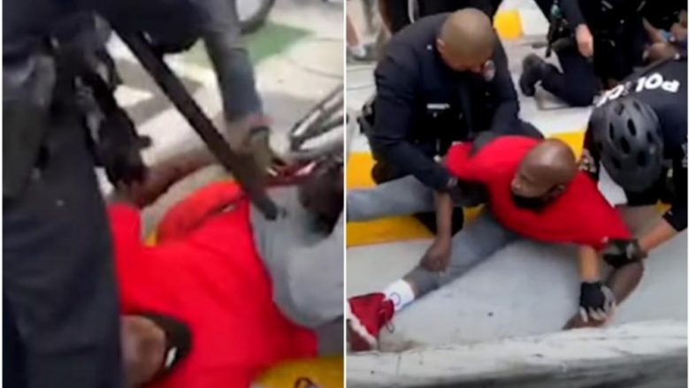 Policët rrëzojnë afro-amerikanin nga karroca, pamjet tregojnë gjendjen kaotike të protestave në Los Angeles