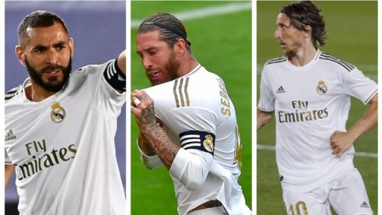 Të tre bashkë kanë 100 vjet – Ramos, Modric dhe Benzema, po e udhëheqin Real Madridin drejt titullit