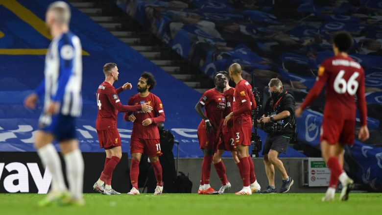 Liverpooli fiton edhe ndaj Brightonit, Salah shkëlqen me dy gola dhe një asistim