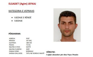 Kreu vjedhje të rëndë, policia në kërkim të Elsadet Jefkaj