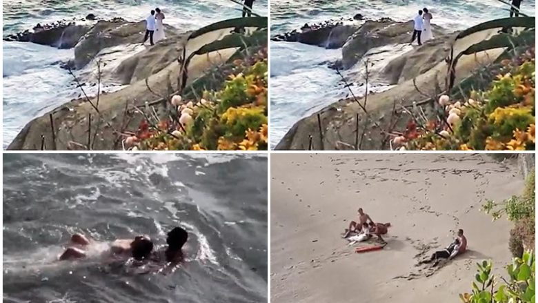 Bënin foto mbi një shkëmb, dallga e detit “merr me vete” çiftin amerikan – detyrohen zjarrfikësit të ndërhyjnë për t’i shpëtuar