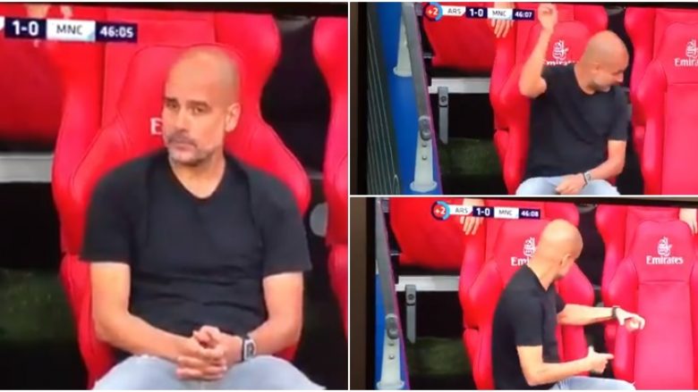 Duke menduar se e kishte asistentin afër – Guardiola i drejtohet karriges gjatë takimit Arsenal – City në Fa Cup