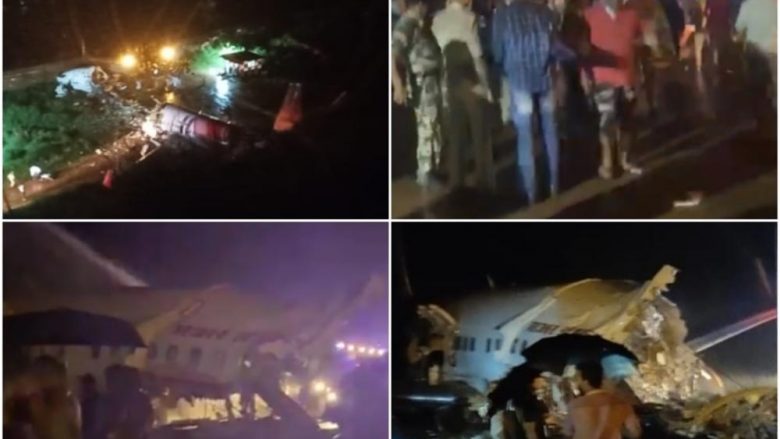 Aeroplani me 191 pasagjerë rrëshqet nga pista, humbin jetën 14 persona – fluturakja ndahet në dysh në Indi