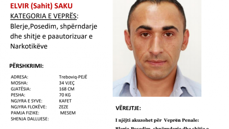 Policia e Kosovës kërkon bashkëpunimin e qytetarëve për arrestimin e Elvir Sakut