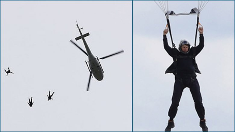 Nuk ka ‘mision të pamundur’ për Tom Cruise, hidhet me parashutë nga helikopteri në lartësi prej 3.000 metrash