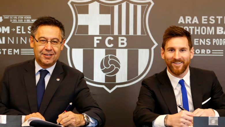 Josep Maria Bartomeu dhe Lionel Messi (Foto: fcbarcelona.com)