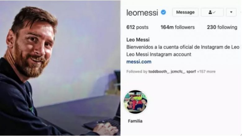 Katër klubet e vetme që Lionel Messi ndjek në Instagram