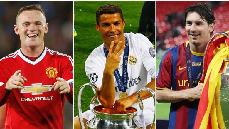 Nga Ronaldo te Messi dhe Rooney: Kush janë 25 lojtarët që janë përfshirë në më shumë gola ​​në histori të Ligës së Kampionëve?