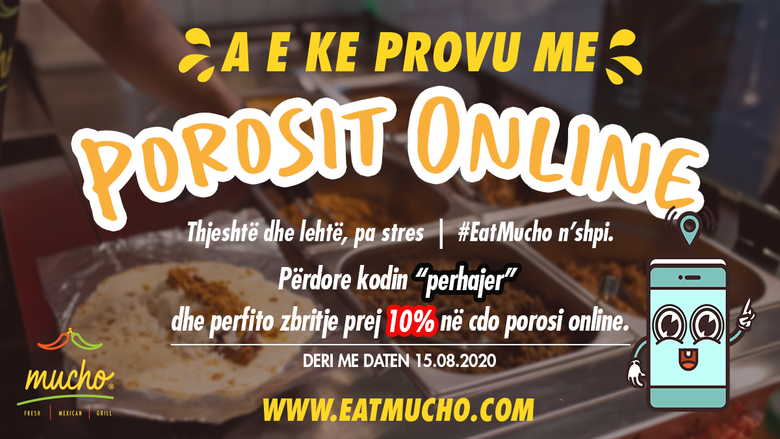 Eat Mucho lanson porositë online me super teknologji dhe ofron 10% lirim për të gjithë