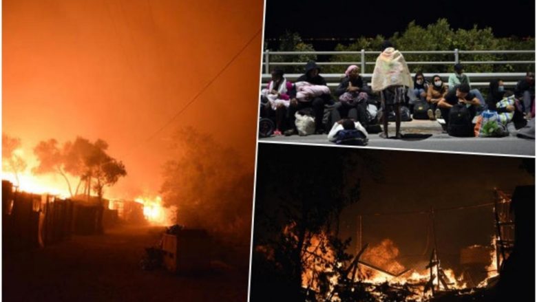 Kampi grek i refugjatëve Moria digjet – emigrantët të revoltuar nga karantina