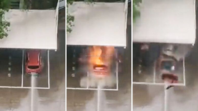 Makina elektrike kineze shpërthen gjatë mbushjes