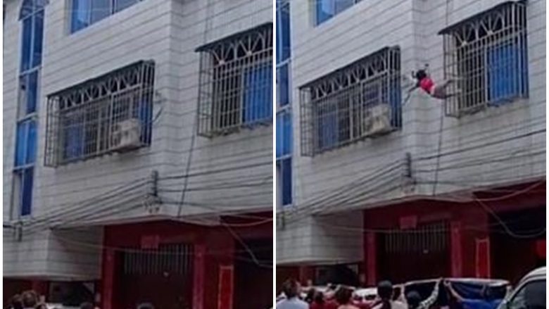Bie nga dritarja e katit të tretë të ndërtesës, e shpëtojnë fqinjët kinezen 4-vjeçe – hapin batanijen dhe e presin pa u përplasur në tokë