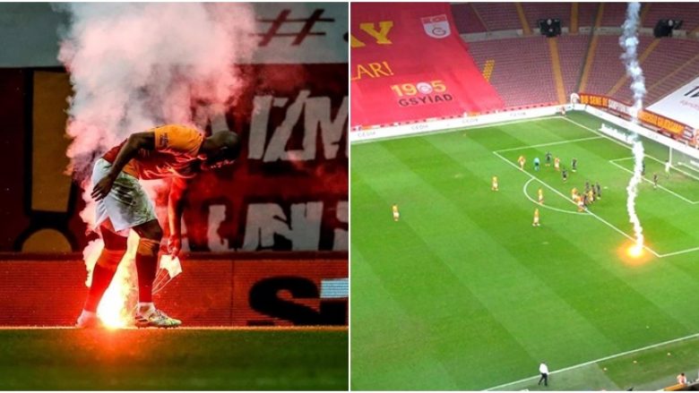 Nuk ishin prezentë në stadium – por tifozët e Galatasarayt ia dolën të gjuanin fishekzjarrë në fushë gjatë derbit ndaj Fenerbahces