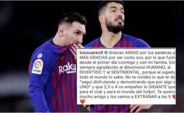 Suarez i përgjigjet Messit: Mos lejo që dy, tre ose katër njerëz të njollosin madhështinë që ke te Barcelona