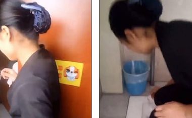 Për ta bindur shefin se e ka kryer punën si duhet, pastruesja kineze pi ujë nga guaska e tualetit