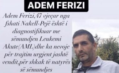 Adem Ferizi nga Peja vuan nga Leukemia akute, ka nevojë për ndihmën tuaj