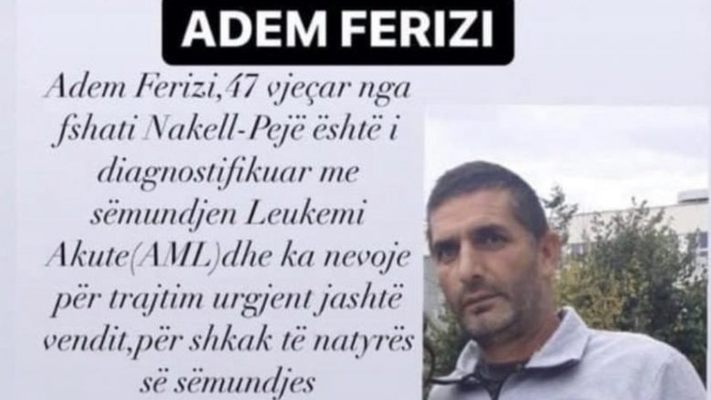 Adem Ferizi nga Peja vuan nga Leukemia akute, ka nevojë për ndihmën tuaj