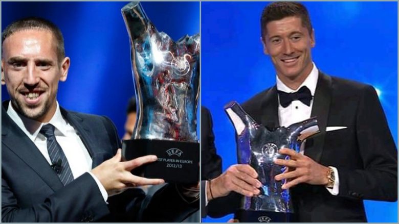 Fat i njëjtë për Ribery dhe Lewandowski: Të dy fituan çmimin e UEFA-s pas tripletës me Bayernin, por jo edhe Topin e Artë