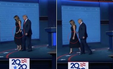Momenti që nuk u vu re deri pas përfundimit të debatit: Melania largoi me forcë dorën nga Donald Trumpi kur ai e shtrëngoi