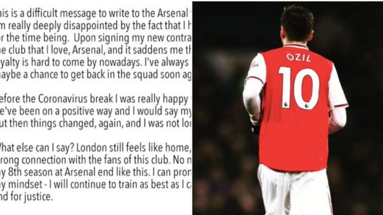 Letra emocionale e Mesut Ozilit pasi u la jashtë listës së Arsenalit për ndeshjet e Ligës Premier